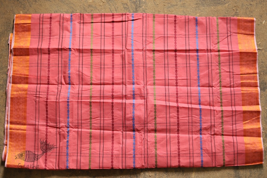 मलय ✽ Handloom Cotton Zari Saree With Buti ✽ 9