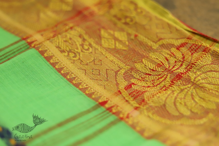 मलय ✽ Handloom Cotton Zari Saree With Buti ✽ 20