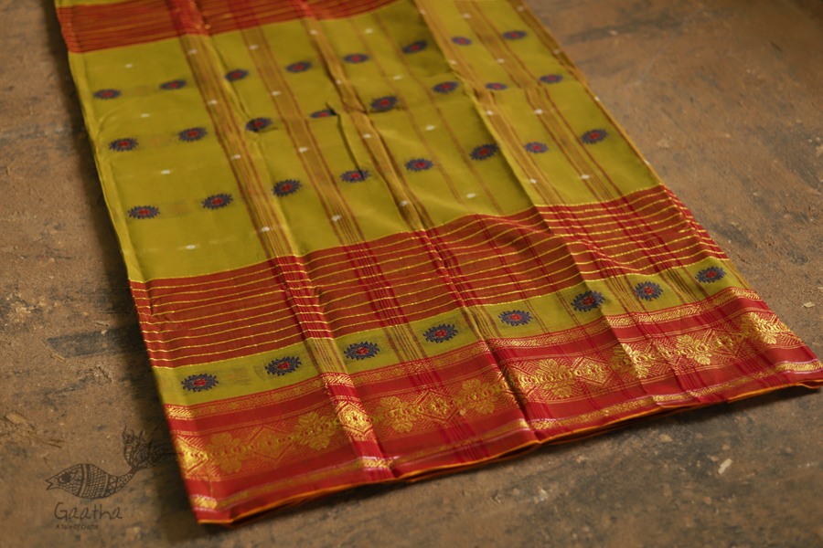 मलय ✽ Handloom Cotton Zari Saree With Buti ✽ 29