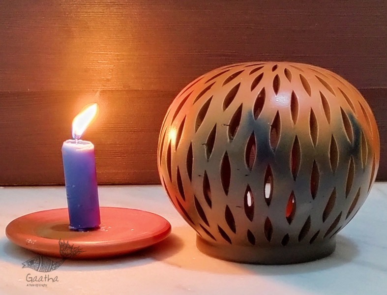 Terracotta Handmade Kitchenware- T Light Holder - Semi Oval 