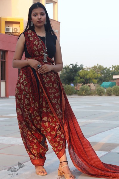 Shop online cotton block printed saree