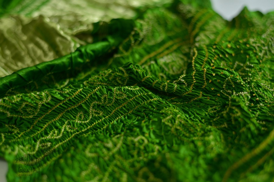 shop online gajji silk bandhni parrot green saree