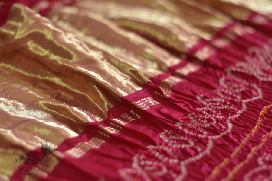 shop online gajji silk bandhni pink saree