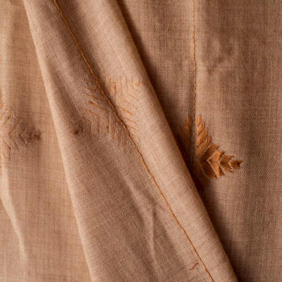 Shop Hand Embroidered Phulkari Wool Beige Shawl