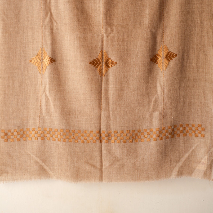 Shop Hand Embroidered Phulkari Wool Beige Shawl