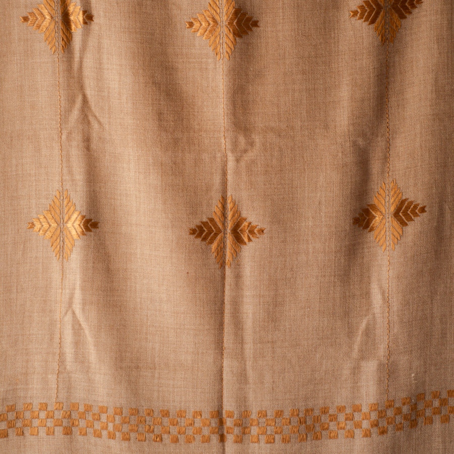 Shop Hand Embroidered Phulkari Wool Beige Shawl