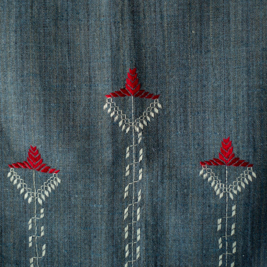 Shop Hand Embroidered Phulkari Woolen Shawl - Grey