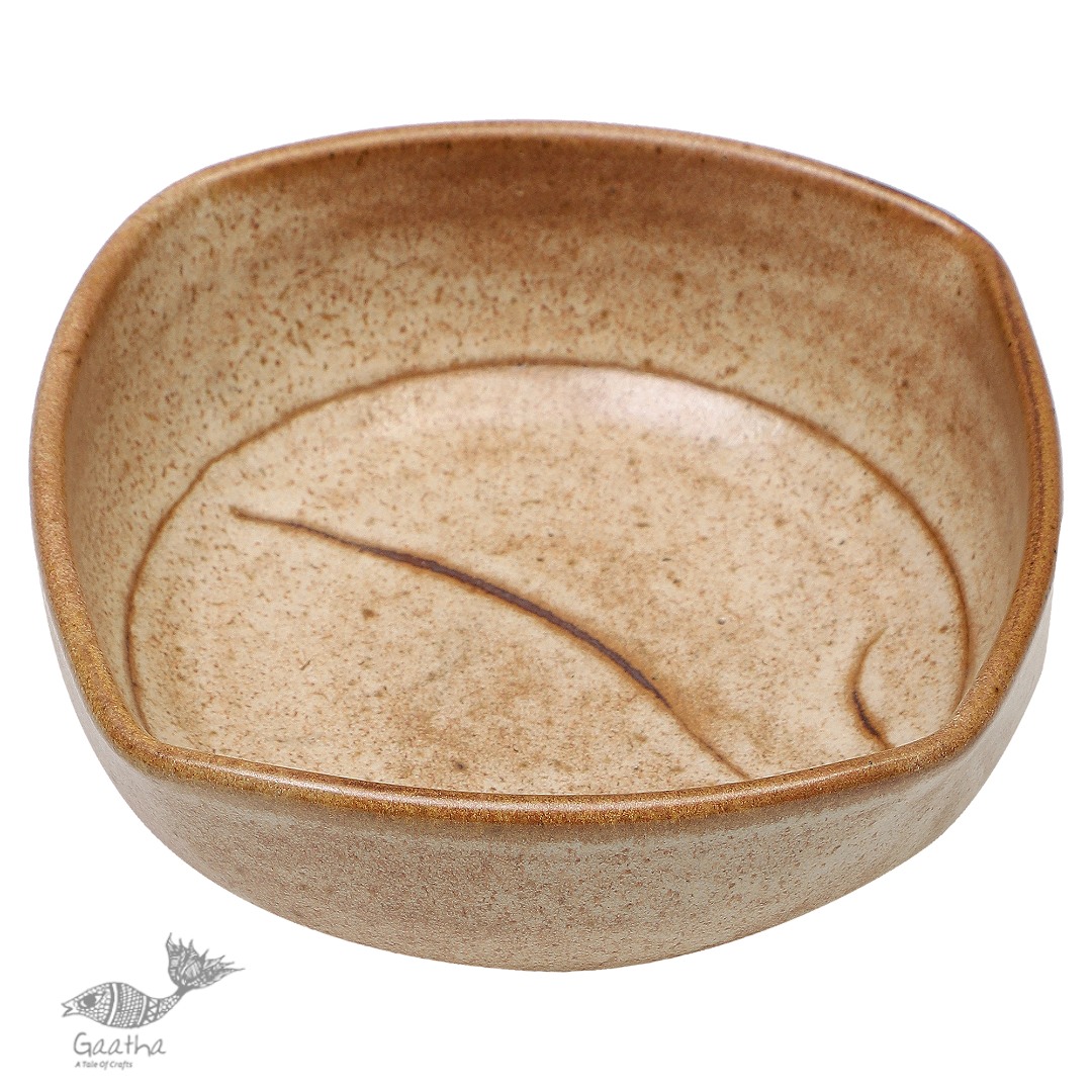 Nakshikathaa | Ceramic Serving Bowl - Beige 