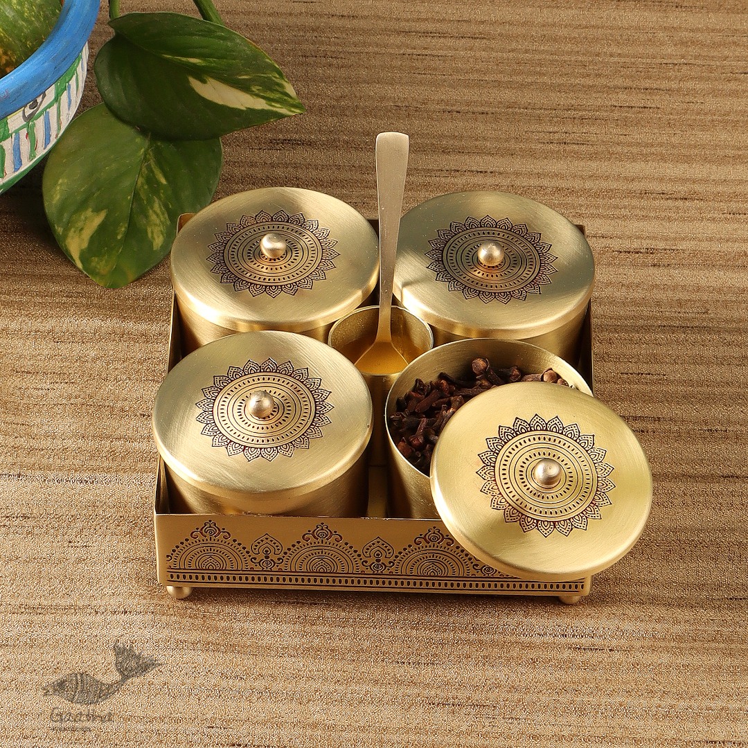 shop online Brass Mukhvas Jars With Holder