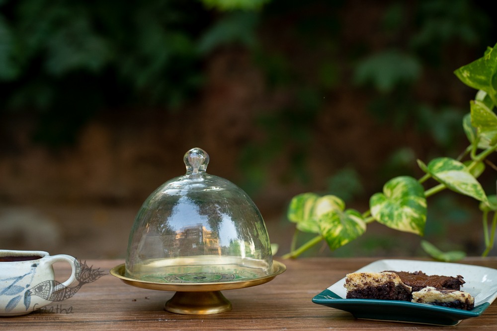 Nakshikathaa ✠ Brass Cake Stand with Glass Cloche ( Three Color Options )