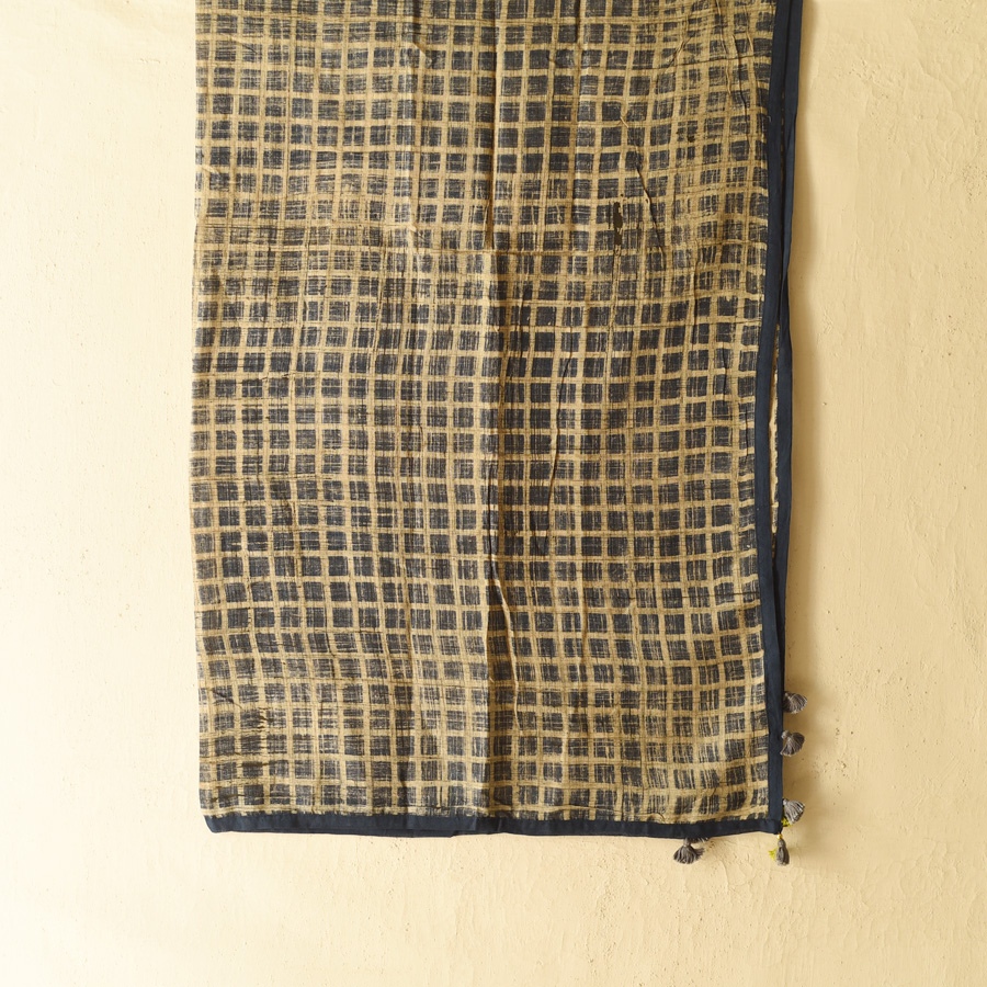 Online Block Printed Pure Cotton Big Checks Scarf