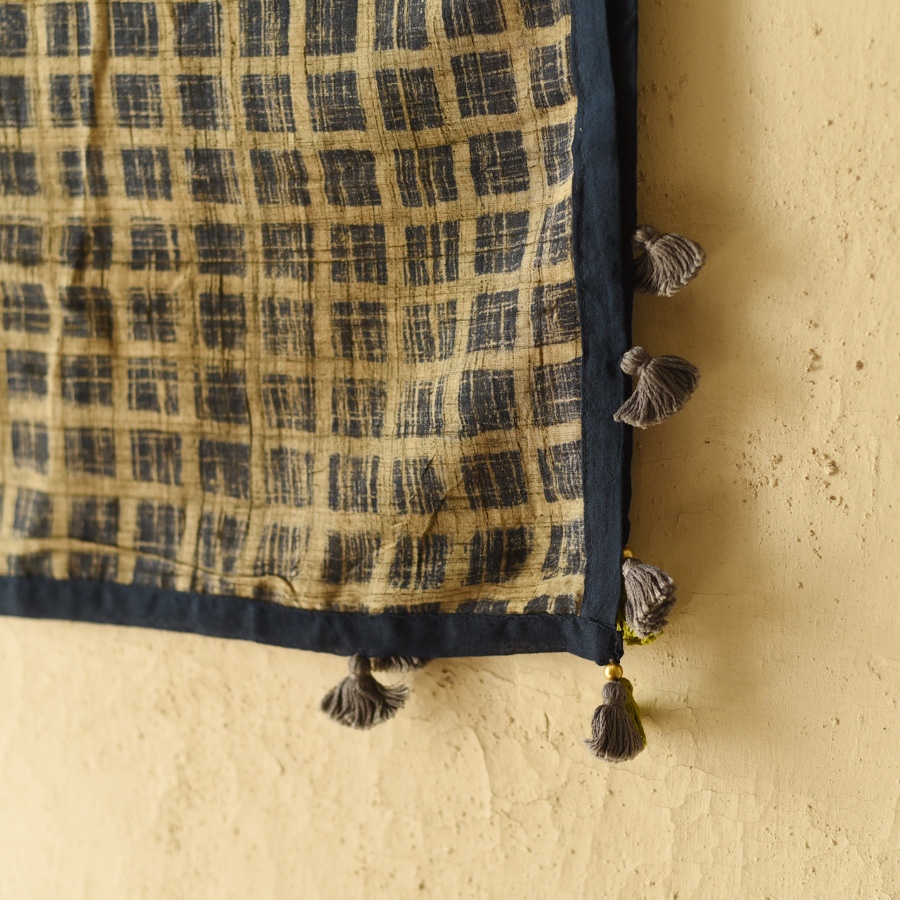 Online Block Printed Pure Cotton Big Checks Scarf