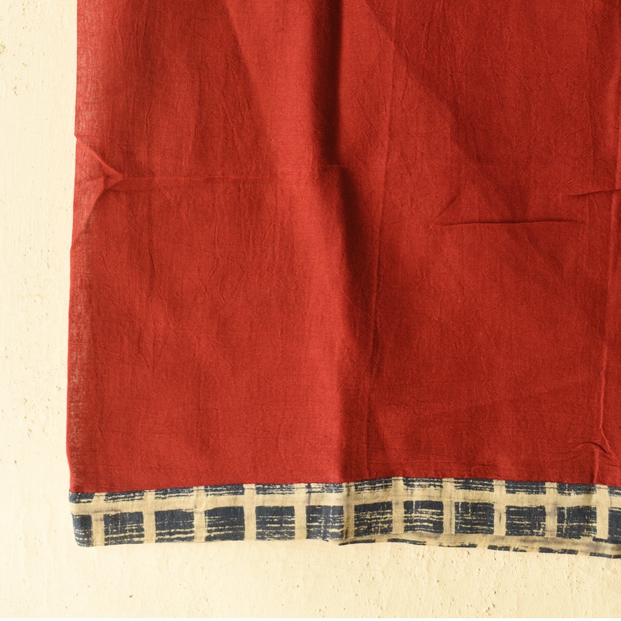 Online Block Printed Pure Cotton Red Scarf
