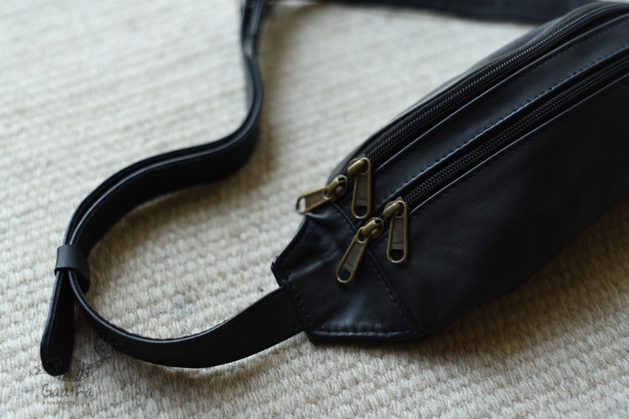 shop Leather Waist Bag in Black Color