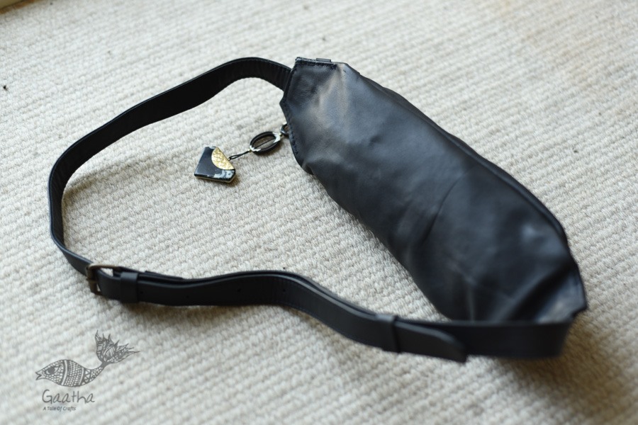 shop Leather Waist Bag in Black Color