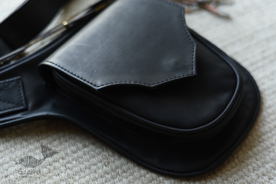 shop Leather Waist Purse in Black Color