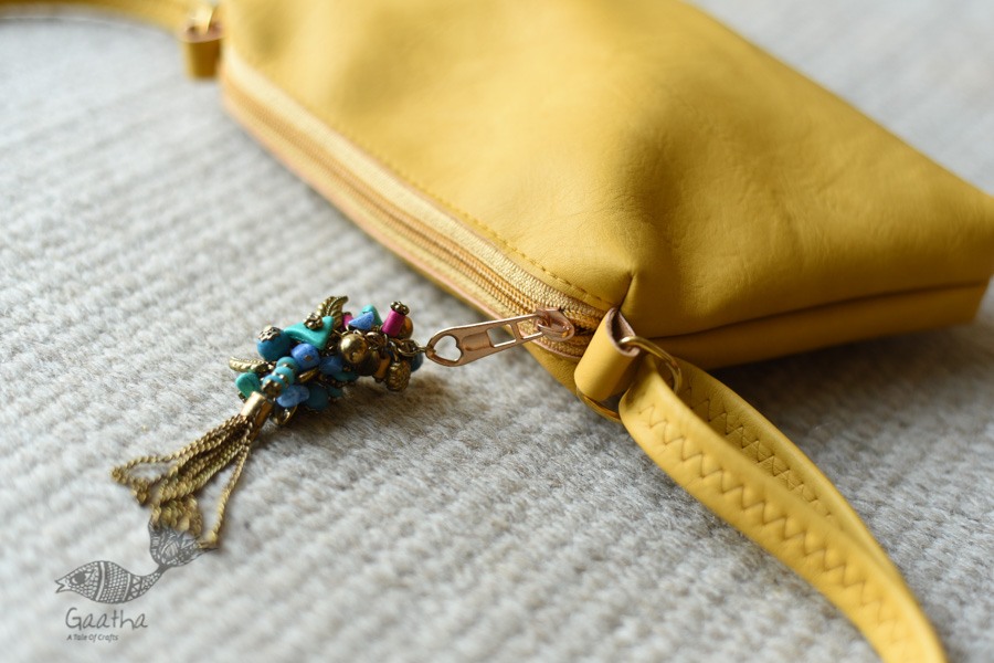 shop Leather yellow Sling Bag
