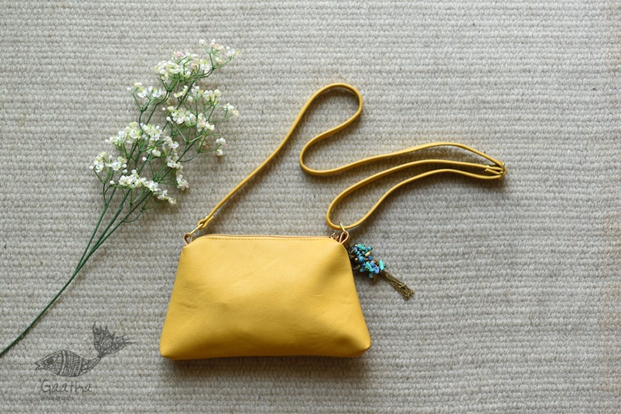 shop Leather yellow Sling Bag