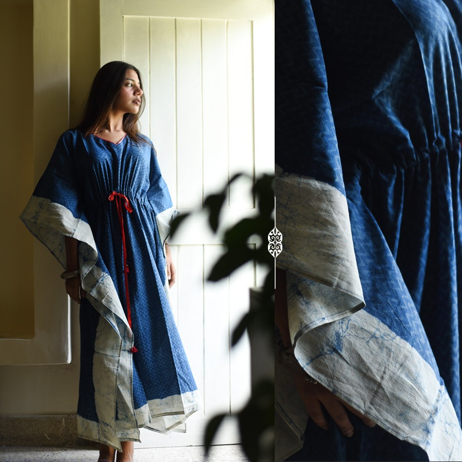 shop Block Printed Cotton Kaftan