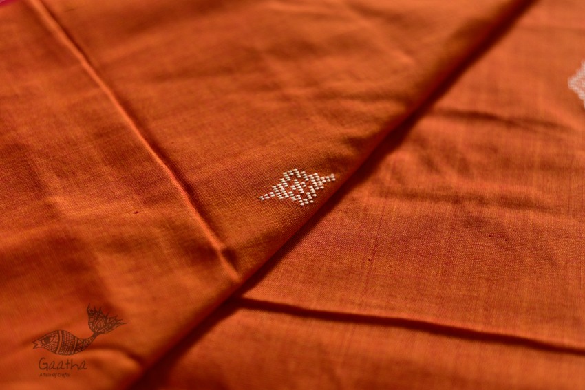 Shop handloom thalapathara orange cotton saree