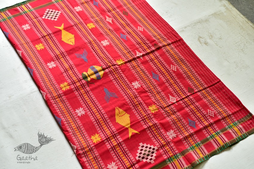 Shop handloom thalapathara orange cotton saree