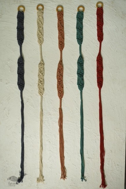 Dash and Diamond Double Length Hand-Knotted Curtain Tie-back