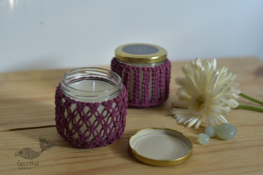 Hand knotted Candle Jar - Big