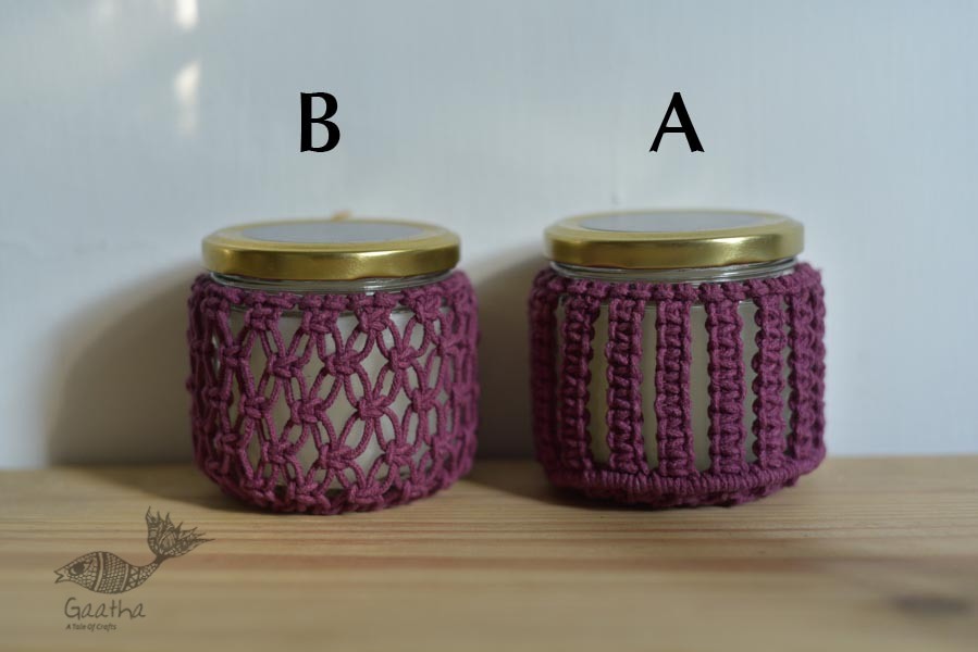 Hand knotted Candle Jar - Big