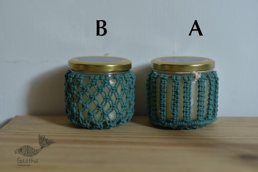 Hand knotted Candle Jar - Big