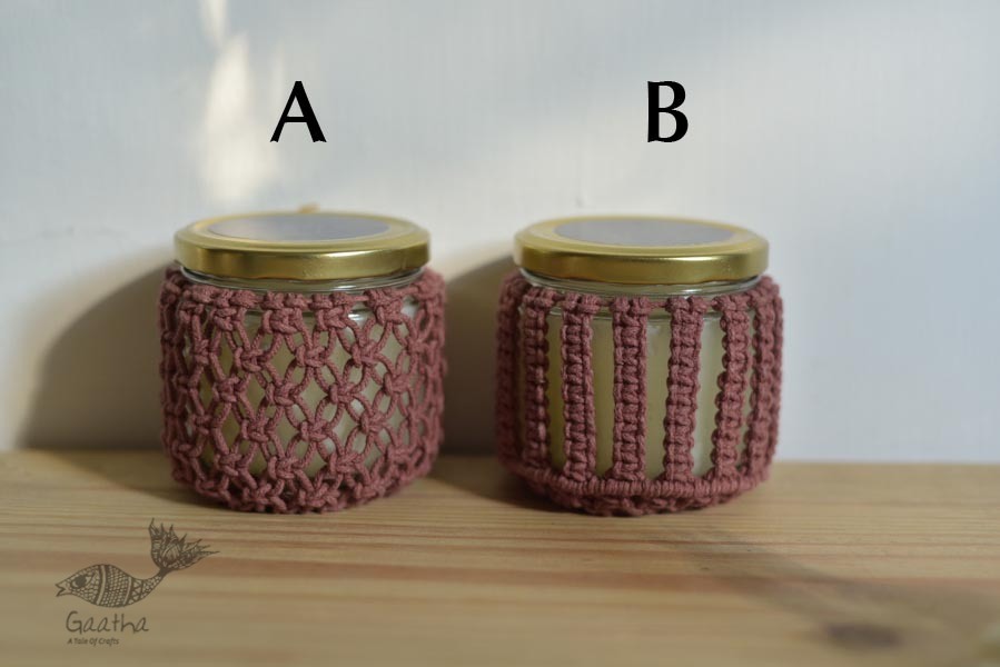 Hand knotted Candle Jar - Big