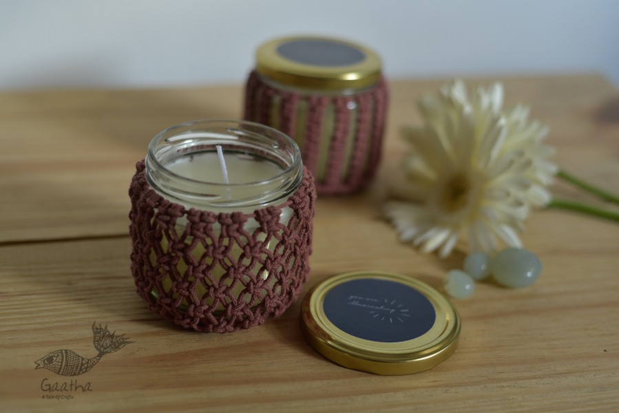 Hand knotted Candle Jar - Big