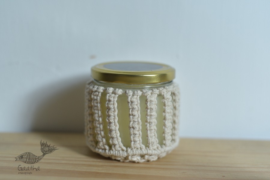 Hand knotted Candle Jar with Coaster