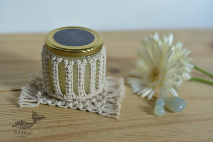 Hand knotted Candle Jar with Coaster