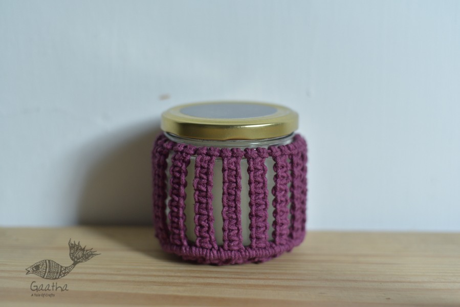 Hand knotted Candle Jar with Coaster