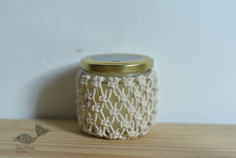 Hand knotted Candle Jar with Coaster