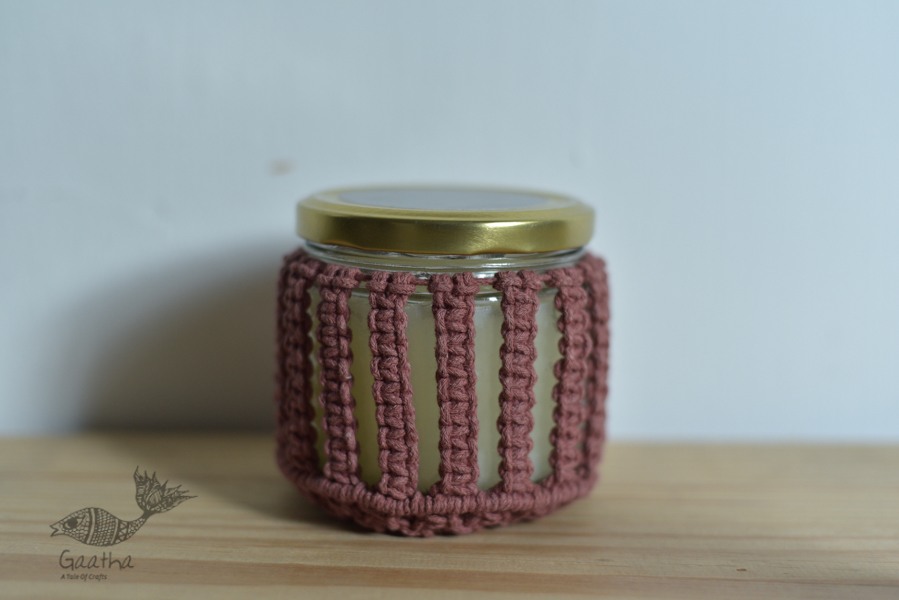 Hand knotted Candle Jar with Coaster