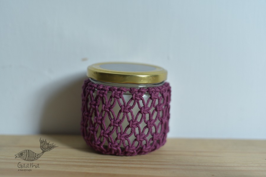 Hand knotted Candle Jar with Coaster