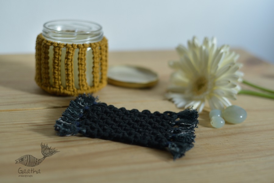 Hand knotted Candle Jar with Coaster