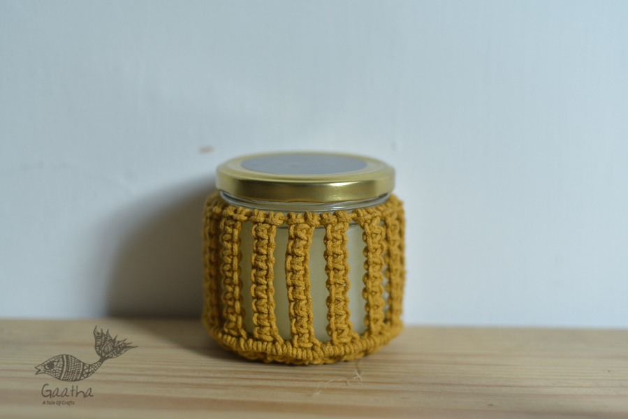 Hand knotted Candle Jar with Coaster