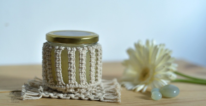 Hand knotted Candle Jar with Coaster