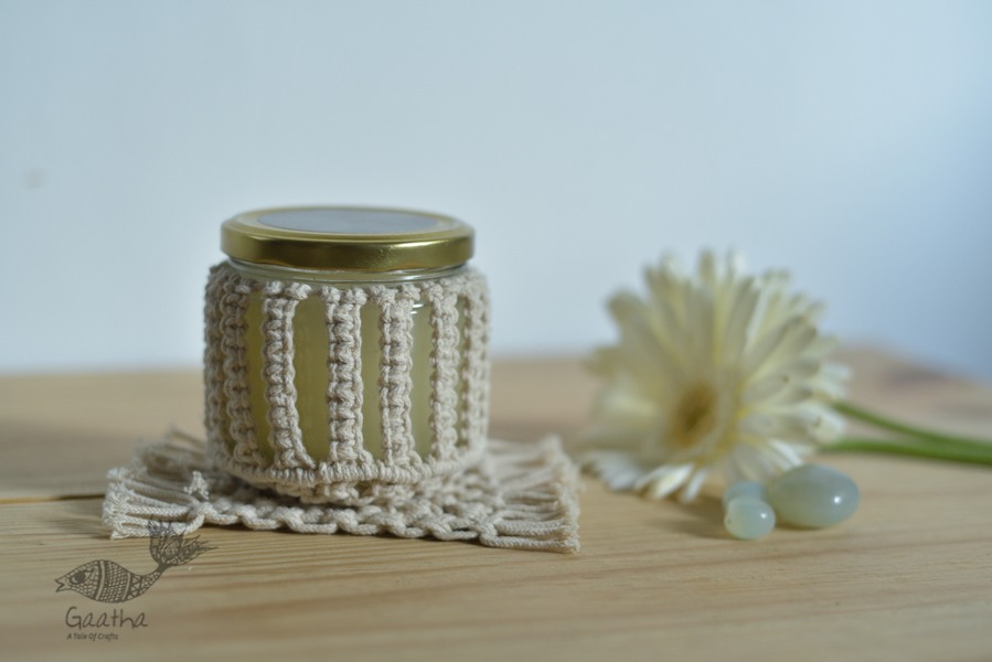 Hand knotted Candle Jar with Coaster