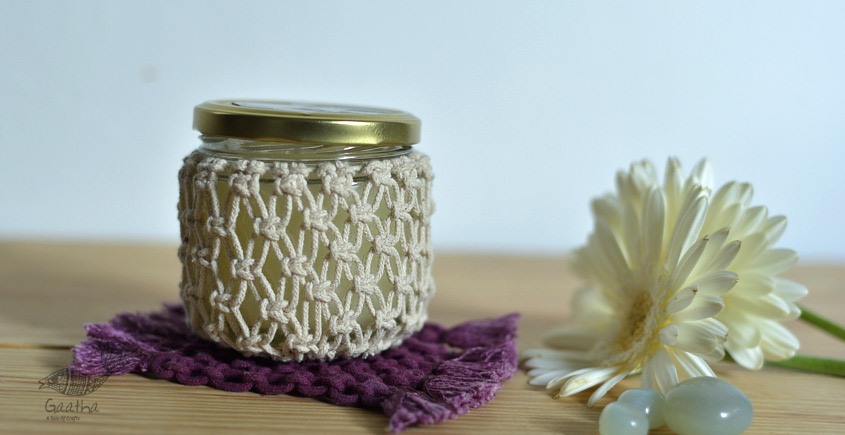 Hand knotted Candle Jar with Coaster