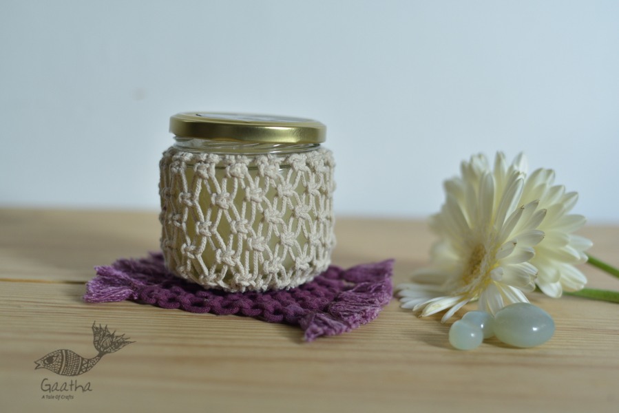 Hand knotted Candle Jar with Coaster