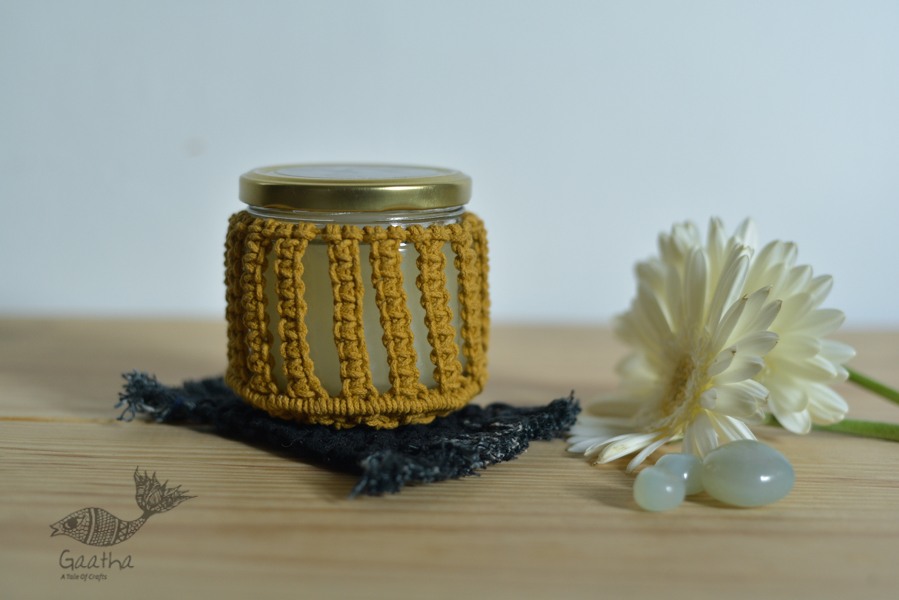 Hand knotted Candle Jar with Coaster