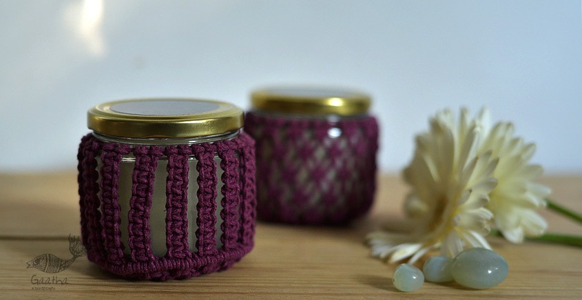 Hand knotted Candle Jar - Big