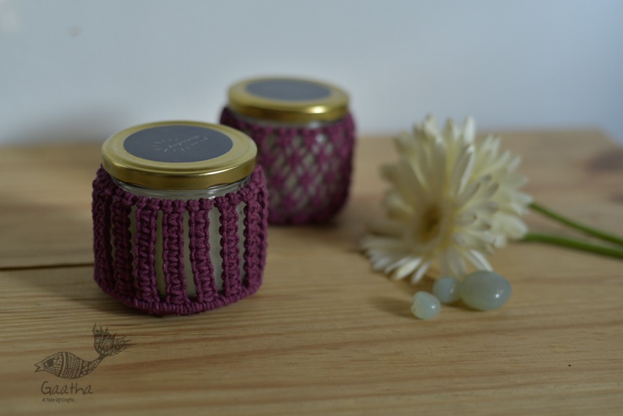 Hand knotted Candle Jar - Big