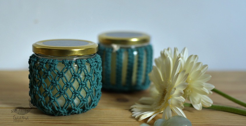 Hand knotted Candle Jar - Big