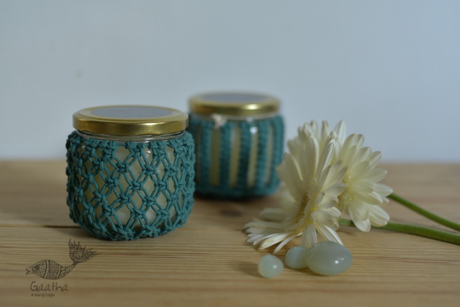 Hand knotted Candle Jar - Big