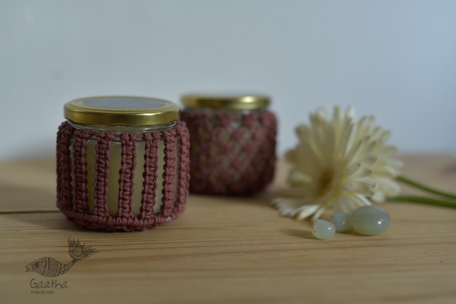 Hand knotted Candle Jar - Big
