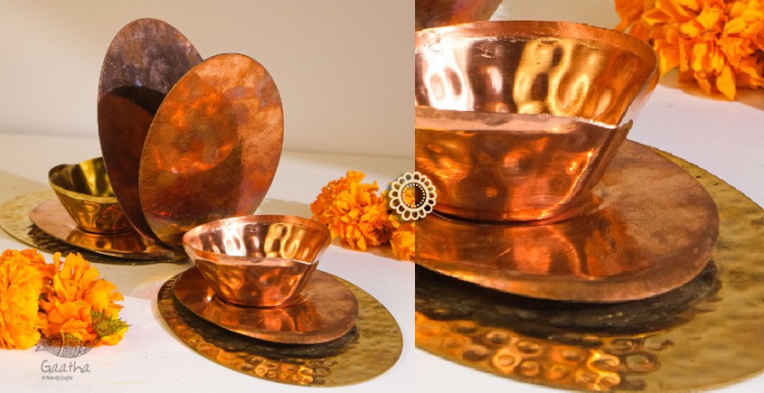 shop Diya Holder Set (Brass & Copper)